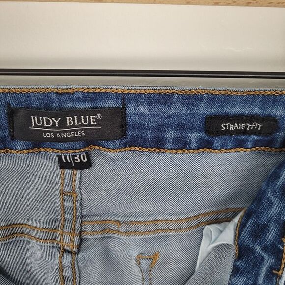 Judy Blue Size 30 Cropped Straight Fit Jeans Front Back Seam Stretch Blue - Picture 12 of 12